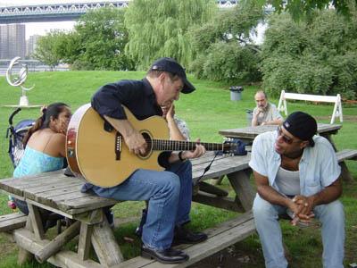 Paul Simon in a park in New York on the 12th of august taken by a Japanese tourist (fan)