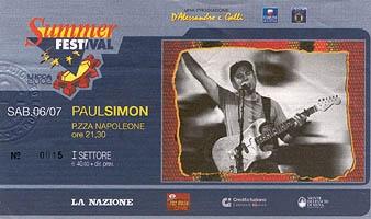Ticket from the great concert in Lucca (Italy), July 2002