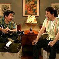 Paul Simon and Steve Martin on \�Late Night with Jimmy Fallon\�. 

\�When I look at this, I think to myself, \'How can I be wearing an enormous dark pompador and look older than I do now?\'\�