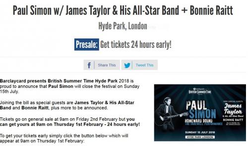 Paul Simon w/ James Taylor & His All-Star Band + Bonnie Raitt, Hyde Park, London