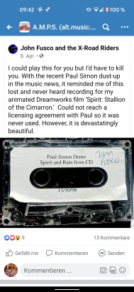 Interesting FB find (thanks to Brenda)
Did WE ever have so many rumours about unreleased Songs in the past?
So, what will Happen With that Song? IT seems neither Fusco Nor Paul are allowed to Release IT...
