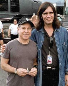 Paul with one of<br> Bob Dylans musicians - 1999