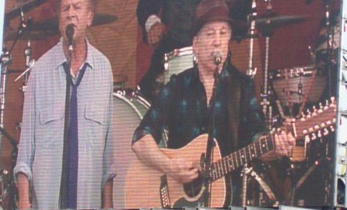 Simon and Garfunkel live at the New Orleans Jazz Festival. This is taken from the Jumbo Screen.