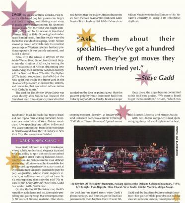 Article 1991 - Percussionists and Drummer - Rhythm of the Saints tour - page 1